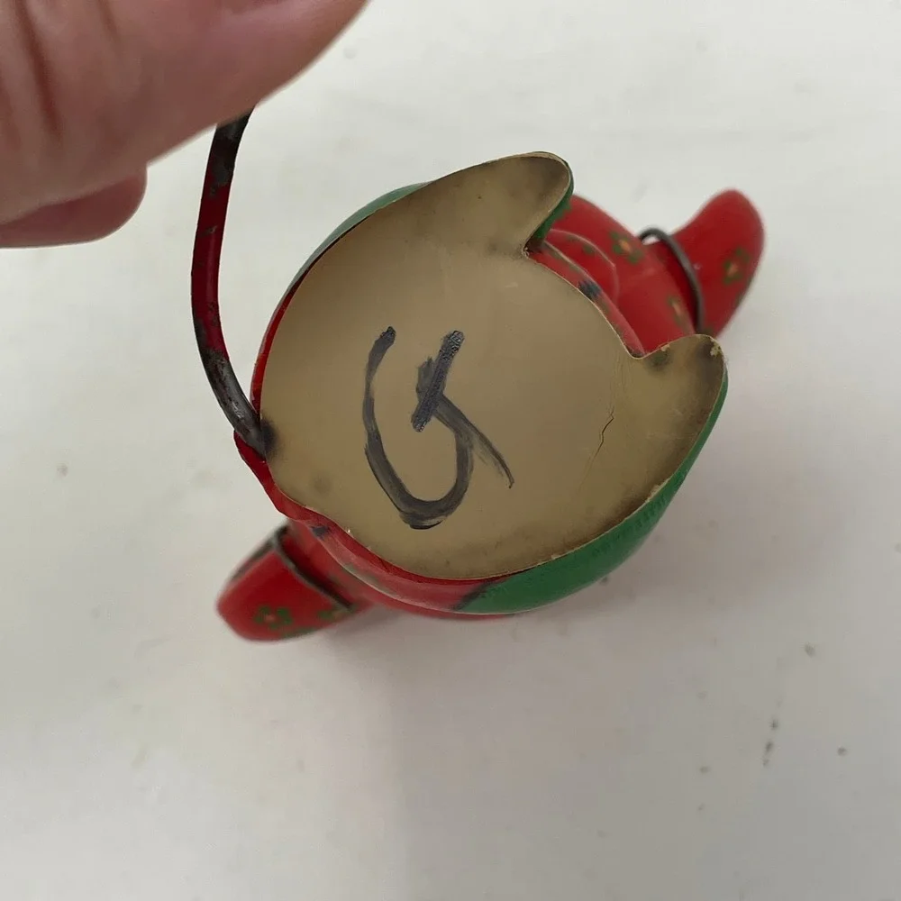 Vintage Mouse Christmas Ornament Red Green Floral Pattern Retro Whimsical Decor
